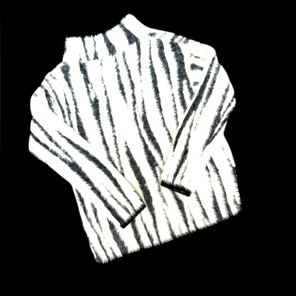 Anthropologie Cindy Eyelash Women Quarter Zip Brushed Knit Zebra Cozy Sweater S - Picture 8 of 9